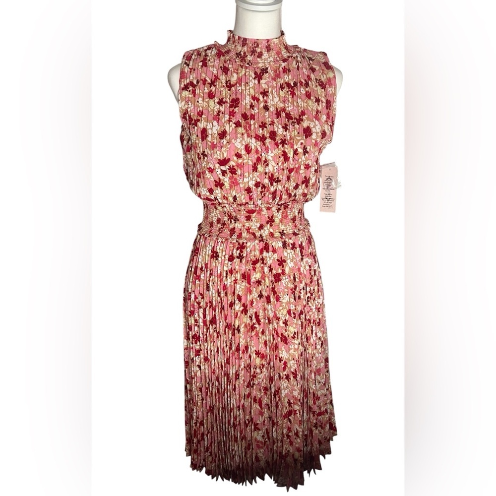 Nanette Lepore sleeveless floral pleated midi dress sz 4 NWT cottagecore boho